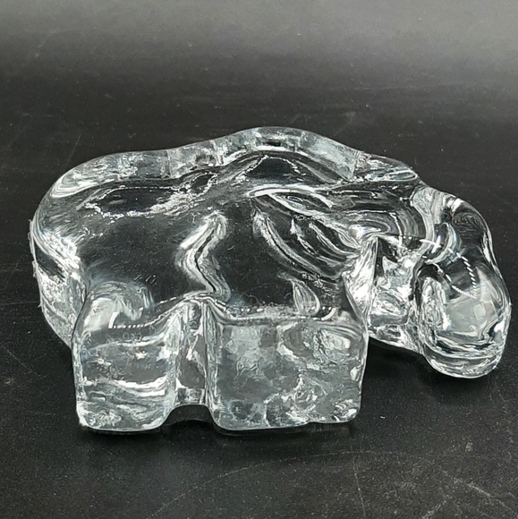Vintage Nybro Paul Isling Heavy Solid Sweden Glass Rhino Flat Back Art Glass - Picture 7 of 7